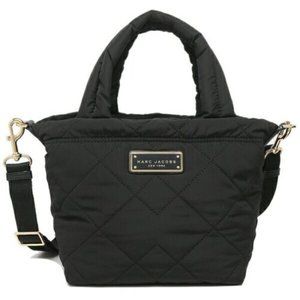 MARC JACOBS QUILTED NYLON MINI TOTE (BLACK)